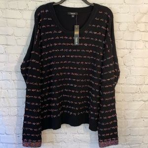 NWT Tribekka 44 Black Rainbow Tinsel Combo Sweater